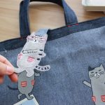 Japanese cat-shaped magnetic buckle fabric embroidered cat bag knitted fabric shopping small handbag handbag handbag handbag