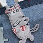 Japanese cat-shaped magnetic buckle fabric embroidered cat bag knitted fabric shopping small handbag handbag handbag handbag